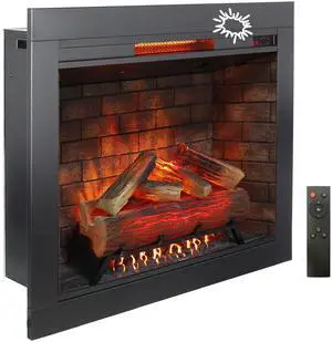 33 inch Infrared Electric Fireplace with Removable Trim kit Insert, Touch Panel Home Decor Heater, Smokeless Firebox With Fire Crackling Sound