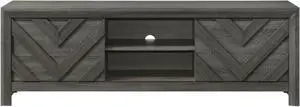 1pc Rustic Geometric Design Contemporary Traditional Interiors Entertainment Console TV Stand Living Room Furniture Grey