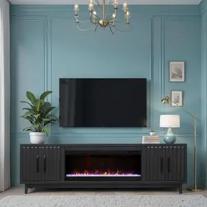 Radiance 94 inch Fireplace TV Stand, for TVs up to 100 inches, Black Finish