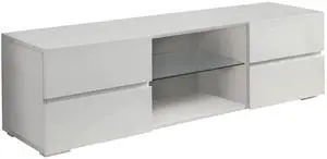 Glossy White 4-Drawer TV Console