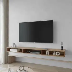 Ash Wood TV Stand with Open Storage