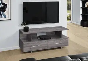 Tv Stand, 48 Inch, Console, Media Entertainment Center, Storage Cabinet, Living Room, Bedroom, Grey Laminate, Contemporary, Modern