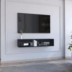 Rockwood Floating TV Stand with Open Storage Shelves and Cable Management