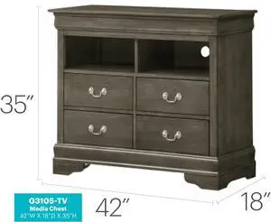 Louis Phillipe G3105-TV Media Chest , Gray