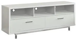 White 60-inch Drawer Storage TV Console
