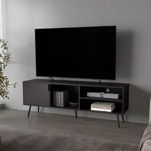 Wengue TV Stand Multistorage with a Door and Open Storage