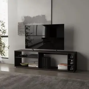 Wengue TV Stand for 70" Screen with Open Storage and Melamine Finish