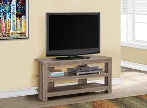 Tv Stand, 42 Inch, Console, Media Entertainment Center, Storage Shelves, Living Room, Bedroom, Brown Laminate, Contemporary, Modern