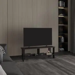 Navia 47" Wide Tv Stand  with Two Shelves, for Living room, Bedroom, Entertainment Black Wengue