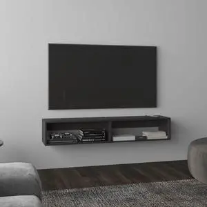 Eco 59" Floating Tv Stand with Two Rectangular Shelves  Black Wengue