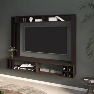 Bremmen Entertainment Center With Open Shelves, Tv Panel And Storage Compartment For Living Room or Bedroom
