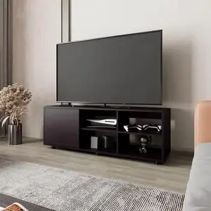 Wengue TV Stand with a Door and Open Storage