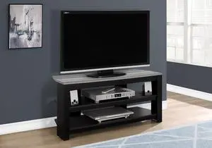 Tv Stand, 42 Inch, Console, Media Entertainment Center, Storage Shelves, Living Room, Bedroom, Black And Grey Laminate, Contemporary, Modern