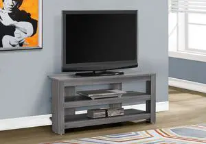Tv Stand, 42 Inch, Console, Media Entertainment Center, Storage Shelves, Living Room, Bedroom, Grey Laminate, Contemporary, Modern