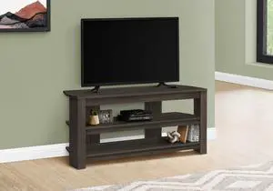 Tv Stand, 42 Inch, Console, Media Entertainment Center, Storage Shelves, Living Room, Bedroom, Brown Laminate, Contemporary, Modern