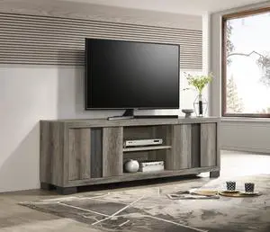 1pc Entertainment Console Rustic Charm Weathered Wood Finish Open Shelf Living Room Furniture