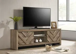 1pc Rustic Chevron-patterned Contemporary Traditional Interiors Entertainment Console TV Stand Living Room Furniture Light Brown Warm Wood Finish