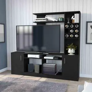 Vibrant Entertainment Center For TV´s up 78", Double Doors Cabinet, Storage Spaces, Six External Shelves
