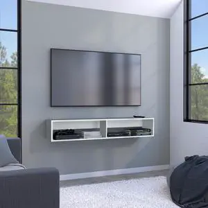 Warrior 59" Floating Tv Stand with Two open shelves, media compartments and cable management
