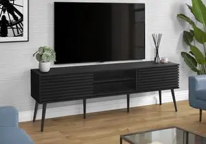 Tv Stand, 72 Inch, Media Entertainment Center, Storage Cabinet, Console, Storage Shelves, Bedroom, Living Room, Black Laminate, Contemporary, Modern Tv Stand, 72 Inch, Media Entertainment Center, Storage Cabinet, Console, Storage Shelves, Bedroom, Living Room, Black Laminate, Contemporary, Modern