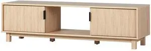 Modern Fluted-Door Minimalist TV Stand for TVs up to 65 inches  Coastal Oak