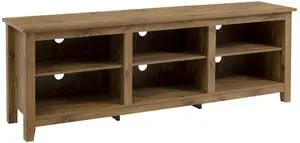 Modern Transitional 3-Shelf Open Storage 70" TV Stand for 80" TVs - Barnwood