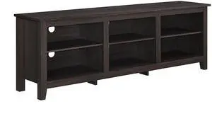 Modern Transitional 3-Shelf Open Storage 70" TV Stand for 80" TVs - Espresso
