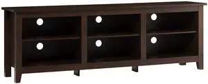 Modern Transitional 3-Shelf Open Storage 70" TV Stand for 80" TVs - Brown