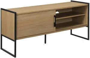 Contemporary Minimalist Metal-Frame TV Stand for TVs up to 50 Inches  Coastal Oak