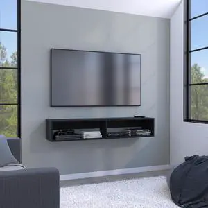 Warrior 59" Floating Tv Stand with Two open shelves, media compartments and cable management