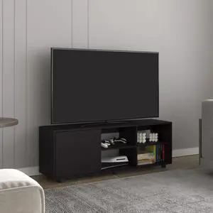 Adel 51" Wide Tv Stand with One Door Cabinet , Four Open Shelves, Cable Management, Living Room, Tv Room