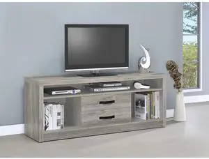 Bergeron Grey Driftwood 2-Drawer Engineered Wood TV Stand