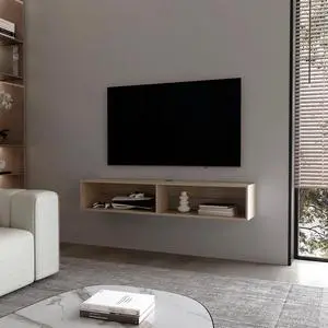 White Oak 2-Shelf Central Floating Media Rack