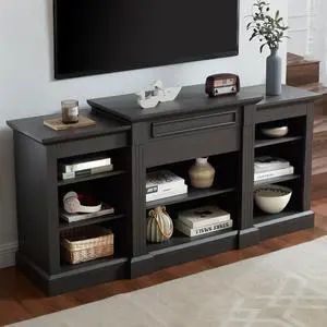 Media Console Table with Large Storage Cabinet, Modern TV Media Entertaionment Stand, Grey, 65.75"W*17"D*32.48"H