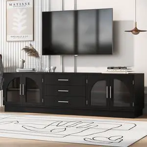 U-Can 68.9'' Modern Minimalist TV Stand for TVs up to 75 Inches, Entertainment Center Media Console Cabinet with Adjustable Shelves for Living room(OLD SKU:N724P198482B)