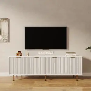 Modern warm white TV cabinet for 80 inch TV Stands, for Living Room Bedroom