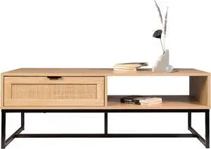 Cove Coastal Modern TV Stand with Storage Cubby and Drawer