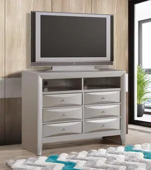Marilla G1503-TV2 Media Chest , Silver Champagne