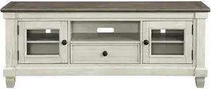 1pc TV Stand with Drawer Storage Cabinets Wooden Living Room Furniture, Antique White and Rosy Brown TV Console Table