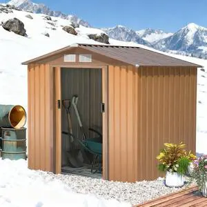 7' x 4' Outdoor Storage Shed, Garden Tool House w/ Foundation Kit Vents