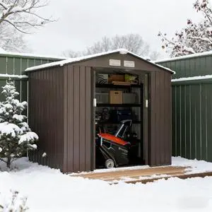Brown  83.75" L x 51.25" W x 72.75" H Outdoor Storage Shed, Garden Tool House for Backyard Patio