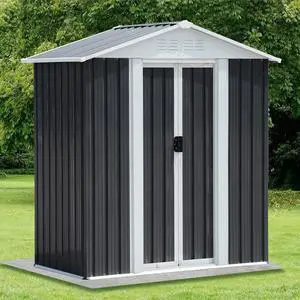 5X3 Feet Dark Grey Outdoor Storage Shed With Aluminum Alloy Frame (old SKU W2794P195736)