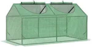 Outsunny 4' x 2' x 2' Portable Mini Greenhouse, Small Green House with PE Cover, Roll-up Zippered Windows for Indoor, Outdoor Garden, Green