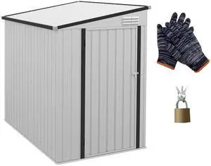 Outsunny 4' x 6' Metal Outdoor Storage Shed, Lean to Storage Shed, Garden Tool Storage House with Lockable Door and 2 Air Vents for Backyard, Patio, Lawn, White