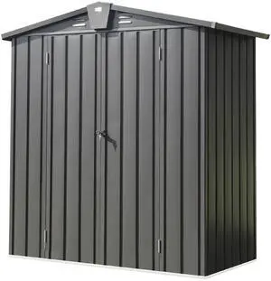 Outdoor Storage Shed 5.7x3 FT,Metal Outside Sheds&Outdoor Storage Galvanized Steel,Tool Shed with Lockable Double Door for Patio,Backyard,Garden,Lawn (5.7x3ft, Dark Gray)