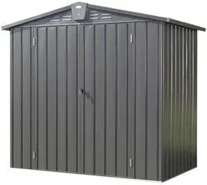 Outdoor Storage Shed 6.5'x 4.2', Metal Garden Shed for Bike, Trash Can, Tools, Lawn Mowers,Galvanized Steel Outdoor Storage Cabinet with Lockable Door for Backyard, Patio, Lawn (6.5x4.2ft, Dark Gray)