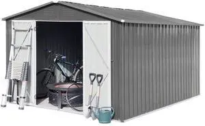Metal outdoor storage sheds 10ftx12ft , Grey