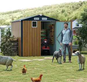 6x8FT Outdoor Steel Storage Shed, Lockable Doors, Compact Metal Tool Shed for Garden, Backyard, Patio, Utility, and Bike Storage,yellow