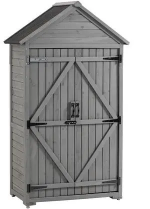 Outdoor Storage Cabinet, Garden Wood Tool Shed, Outside Wooden Shed Closet with Shelves and Latch for Yard 39.56"x 22.04"x 68.89"