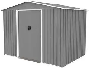 8x6 FT Outdoor Tool Storage Shed with Metal Foundation & Lockable Doors,  All Weather Metal Sheds for Garden, Patio, Backyard, Lawn, Gray